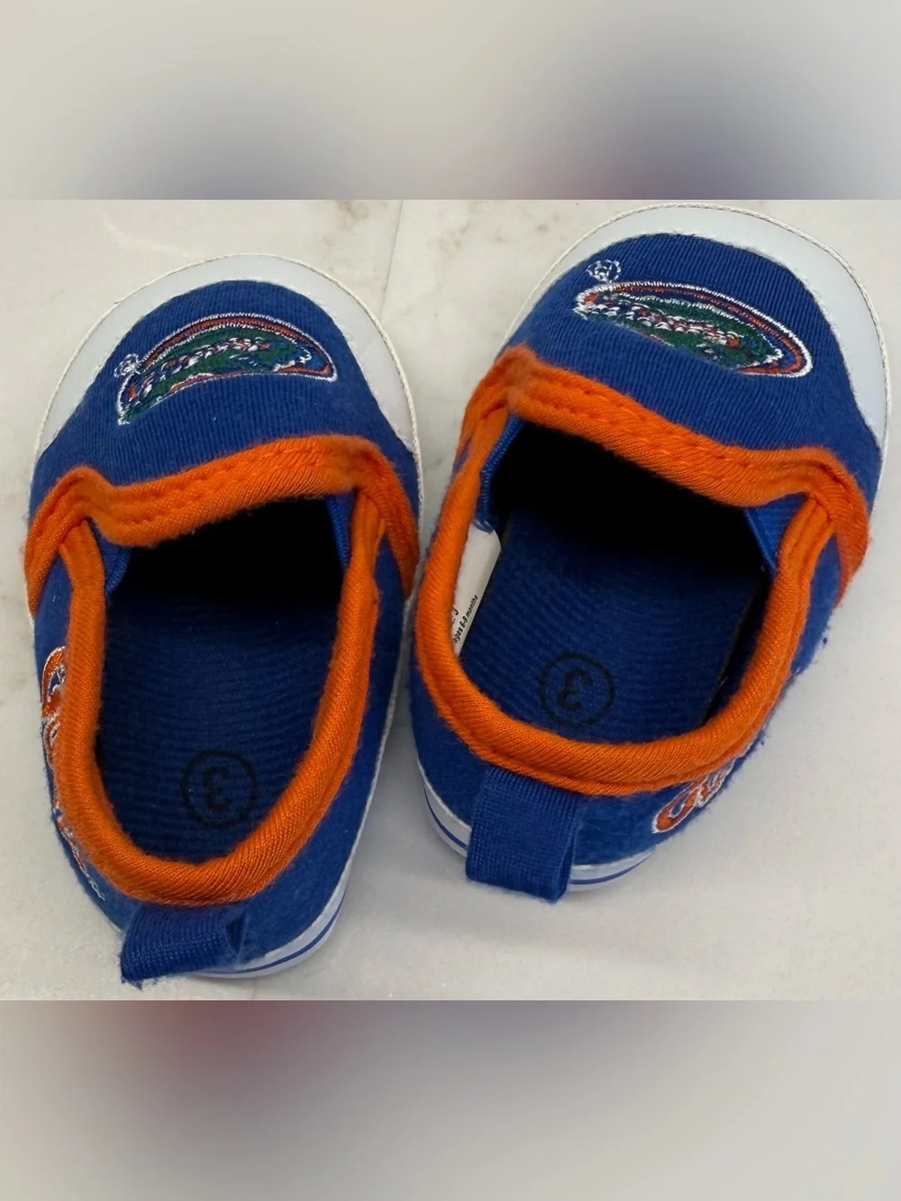 Florida Gators Baby Shoes Size 3 (6-9 Months) Blue Orange Slip-On Sneakers